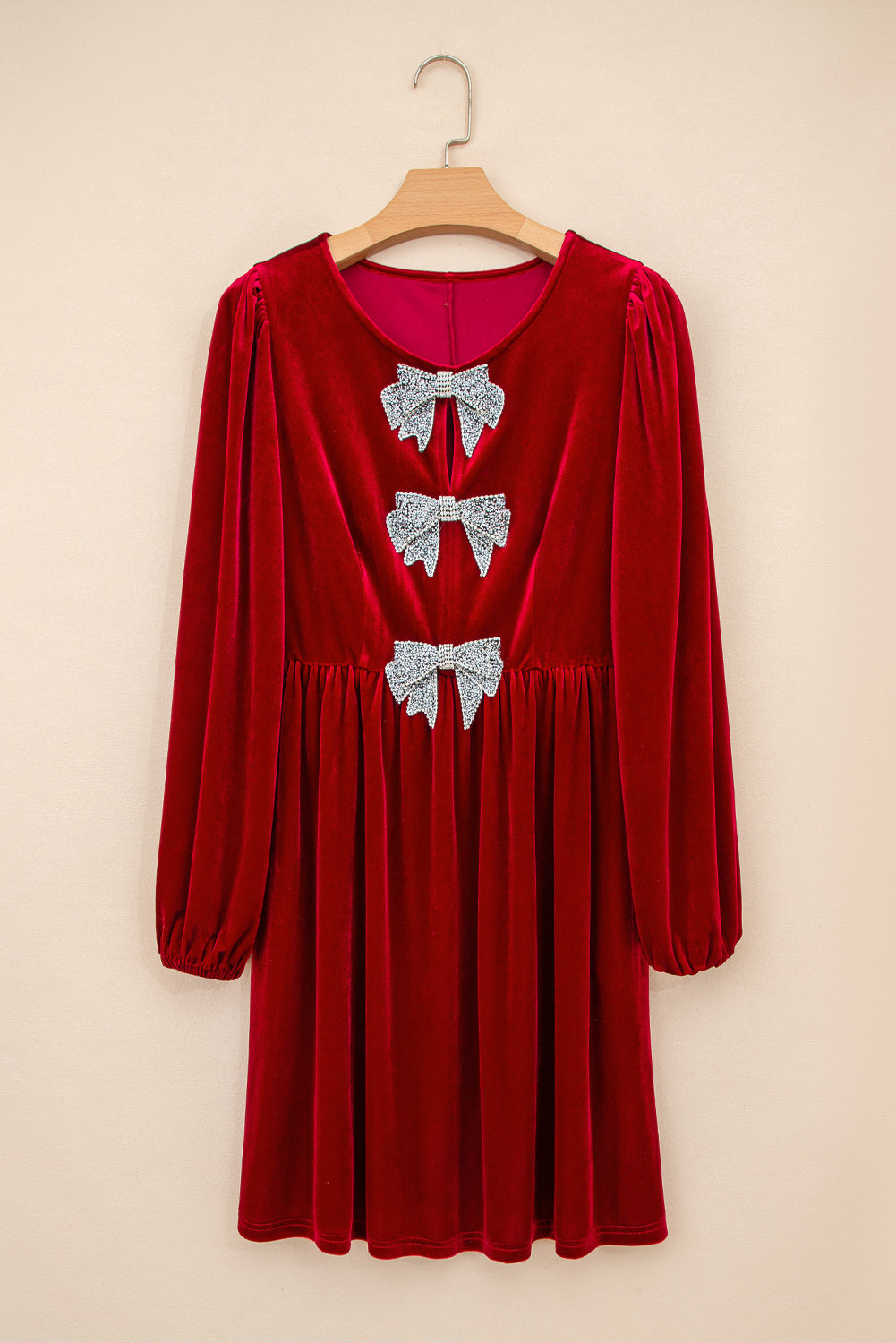 Chic Red Velvet Dress for Women - Classic Fit, Ideal for Parties, Events, and Special Occasions