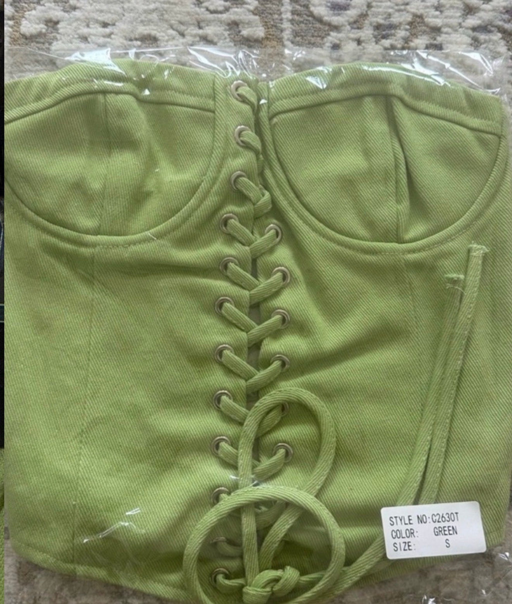 Lime Green Lace-Up Corset Top