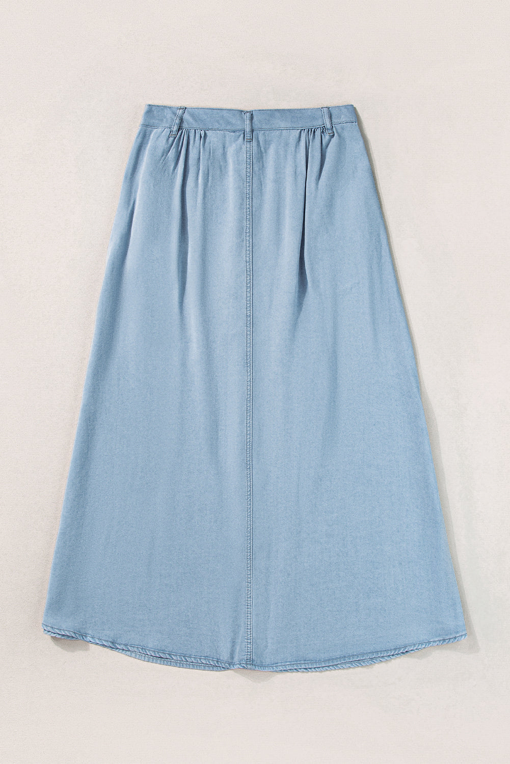 Women's Cotton-Linen Button-Front A-Line Maxi Skirt in Chambray