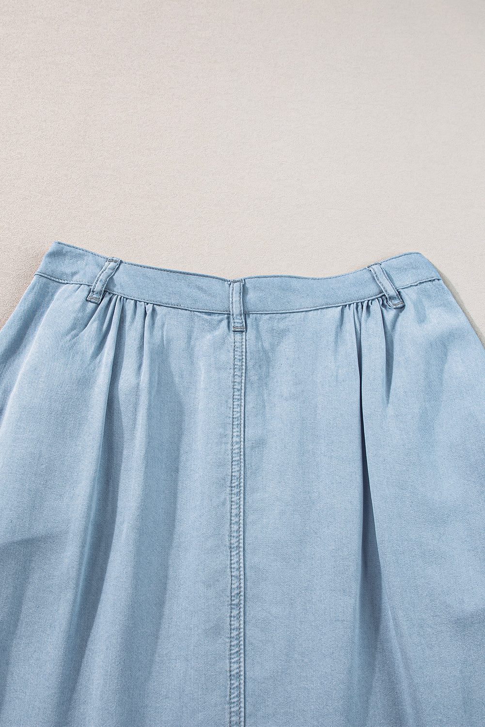Women's Cotton-Linen Button-Front A-Line Maxi Skirt in Chambray