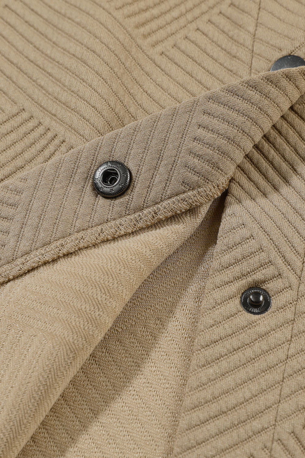 Women's Khaki Textured Shacket with Flap Pockets - Trendy Layering Jacket for Casual Chic Style