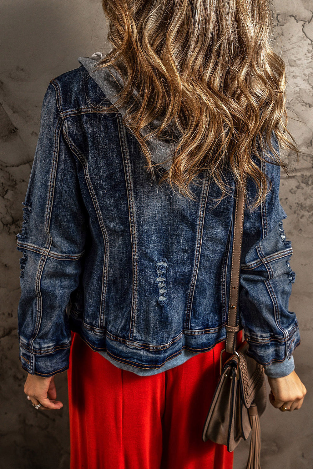 Stylish Women's Dark Blue Hooded Denim Jacket - Zip-Up Casual Layer for Everyday Outfits and Chic Outings
