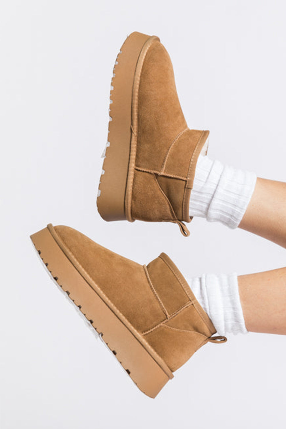 Cozy Women's Chestnut Suede Ankle Snow Boots with Faux Fur Lining for Stylish Winter Comfort