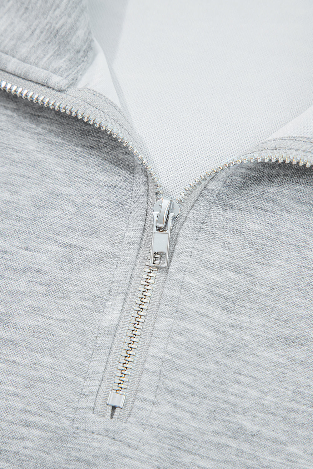 Women's Light Grey Casual Long Sleeve Zip Collar Top & Drawstring Pants Set - Stylish, Comfortable, Ideal for Daily Wear