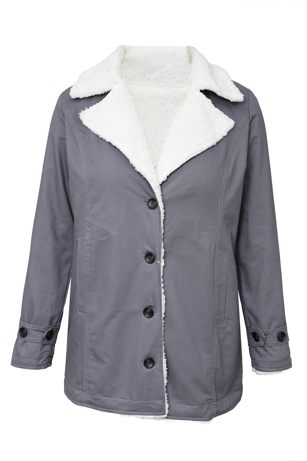Faux Fur-Trimmed Denim Coat