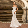 Sexy Strapless Mermaid Wedding Dress – Appliqués with Detachable Train, Custom Made