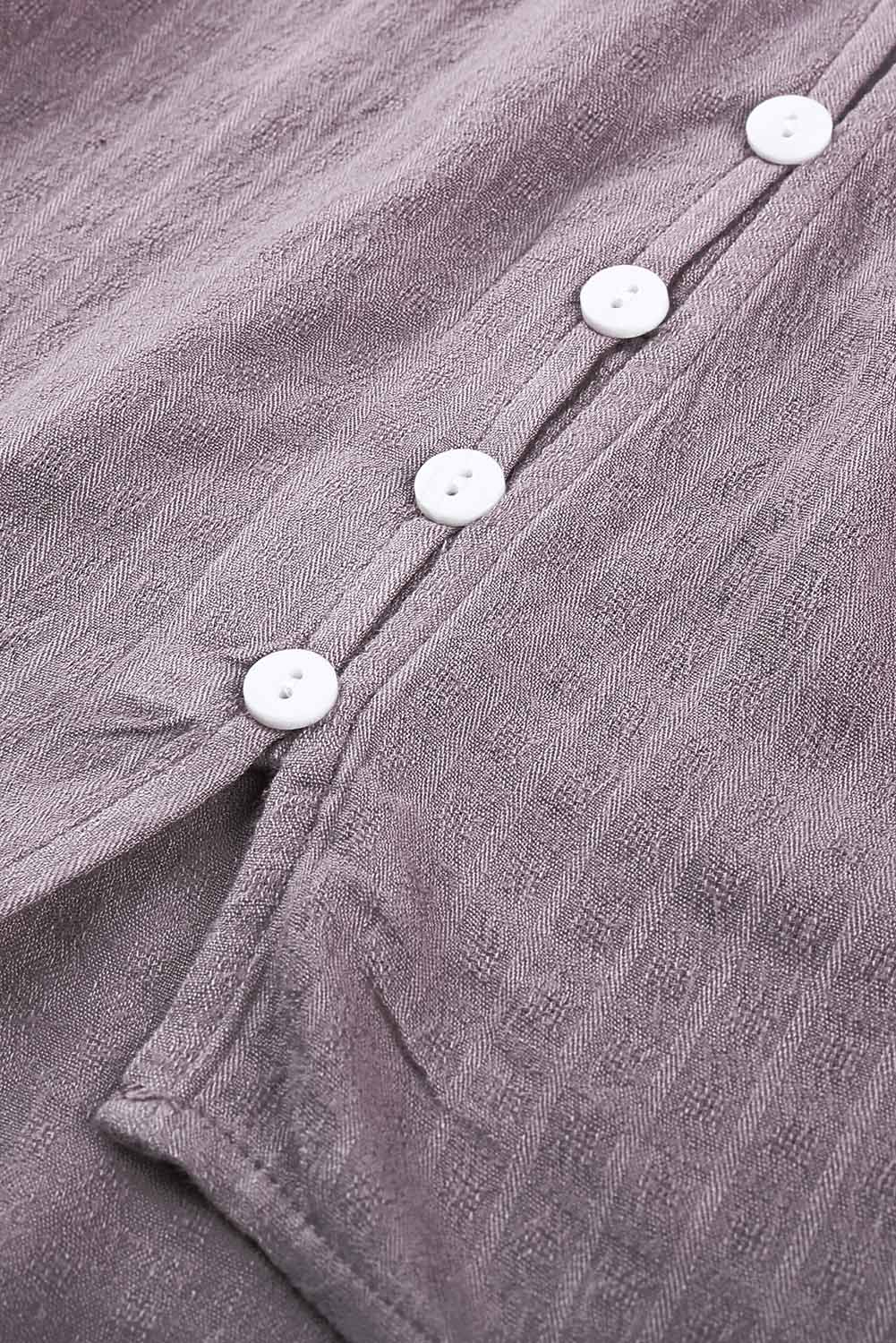 Chic Women's Purple Crochet Lace Button-Up Top - Stylish & Comfortable for Casual or Dressy Events