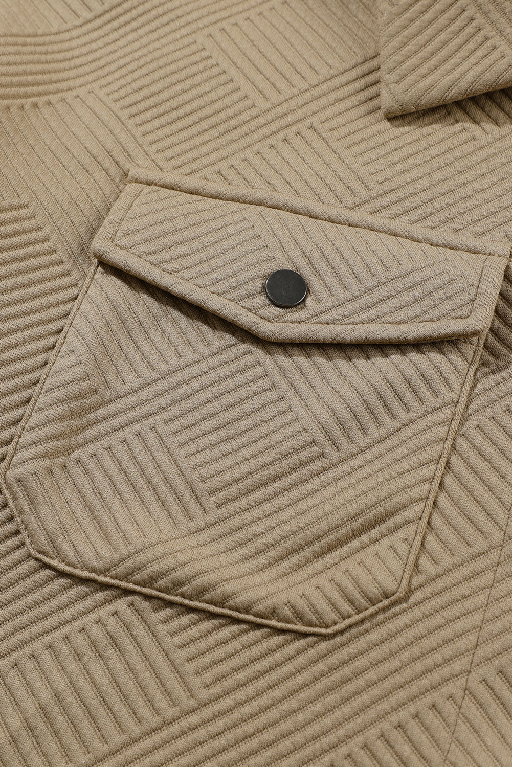 Women's Khaki Textured Shacket with Flap Pockets - Trendy Layering Jacket for Casual Chic Style