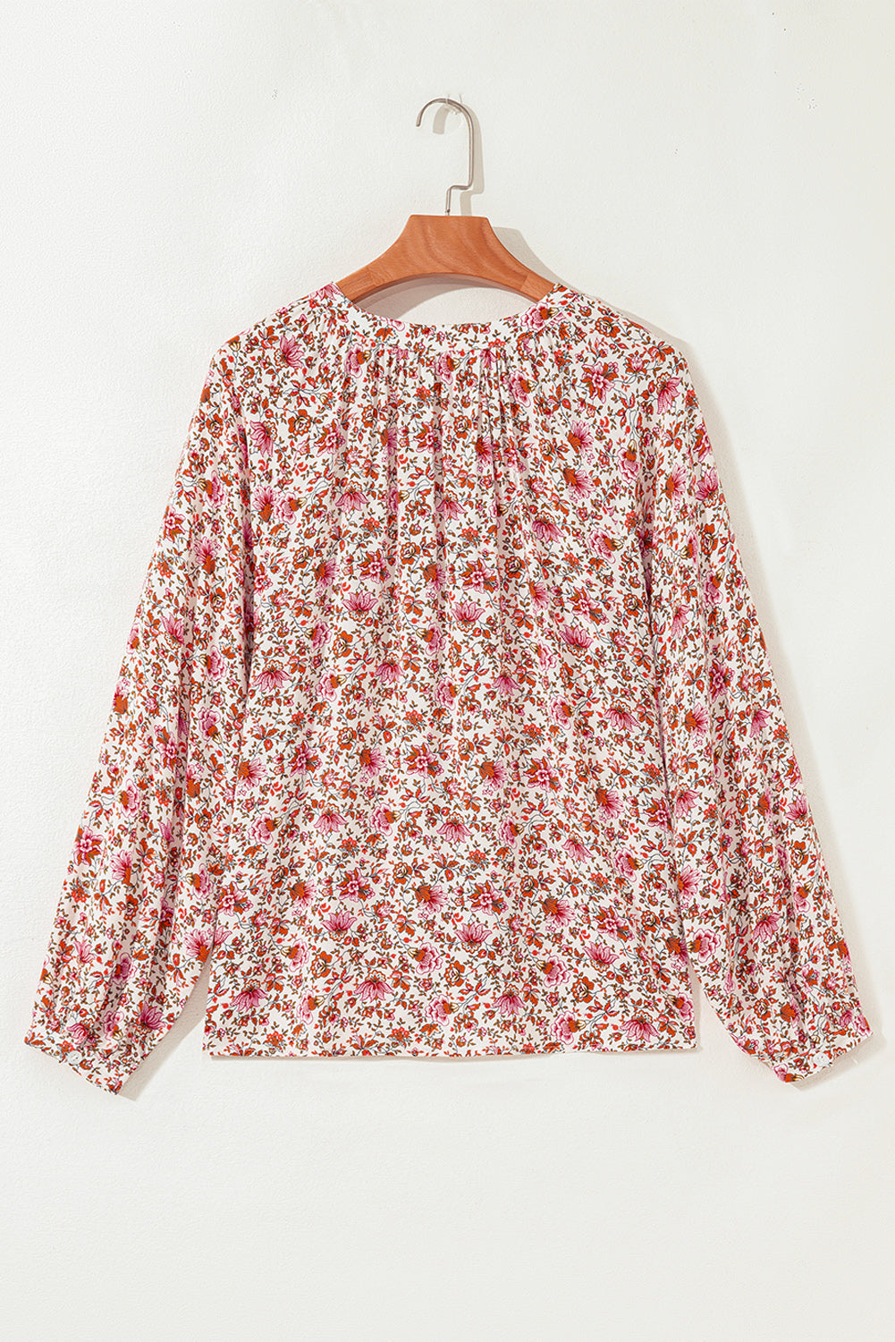 Elegant Women's Red Floral Blouse - Lightweight Short Sleeve Top with Feminine Touch for Casual and Dressy Events