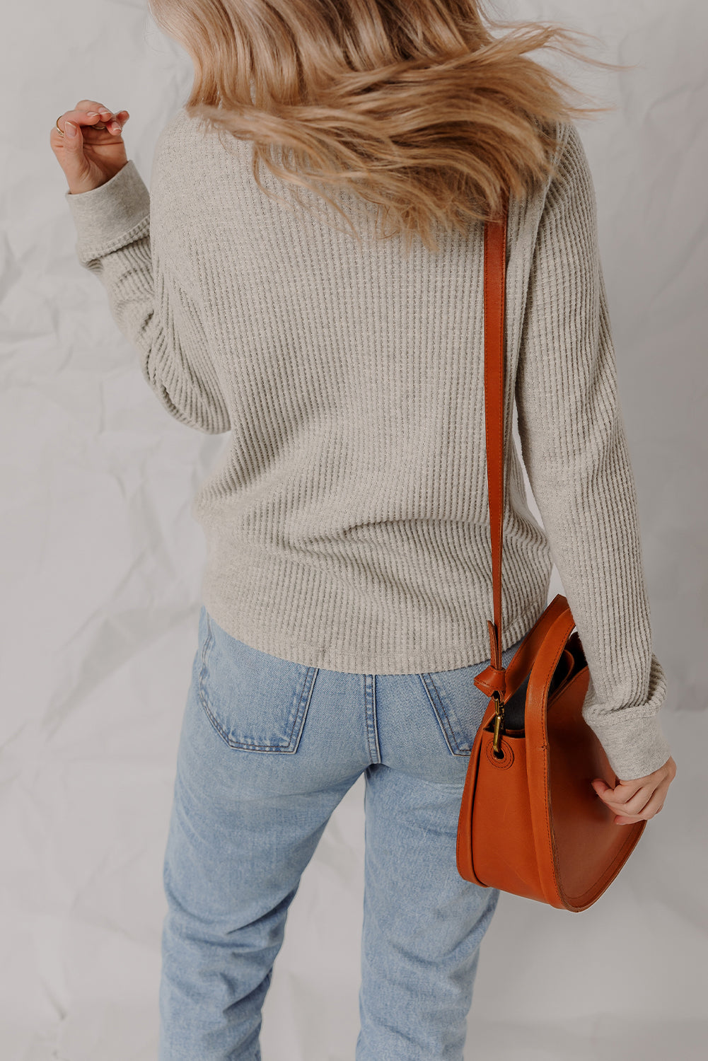 Stylish Women's Light Grey Waffle Textured Shacket with Pocket - Versatile Layering Jacket for Effortless Outfits