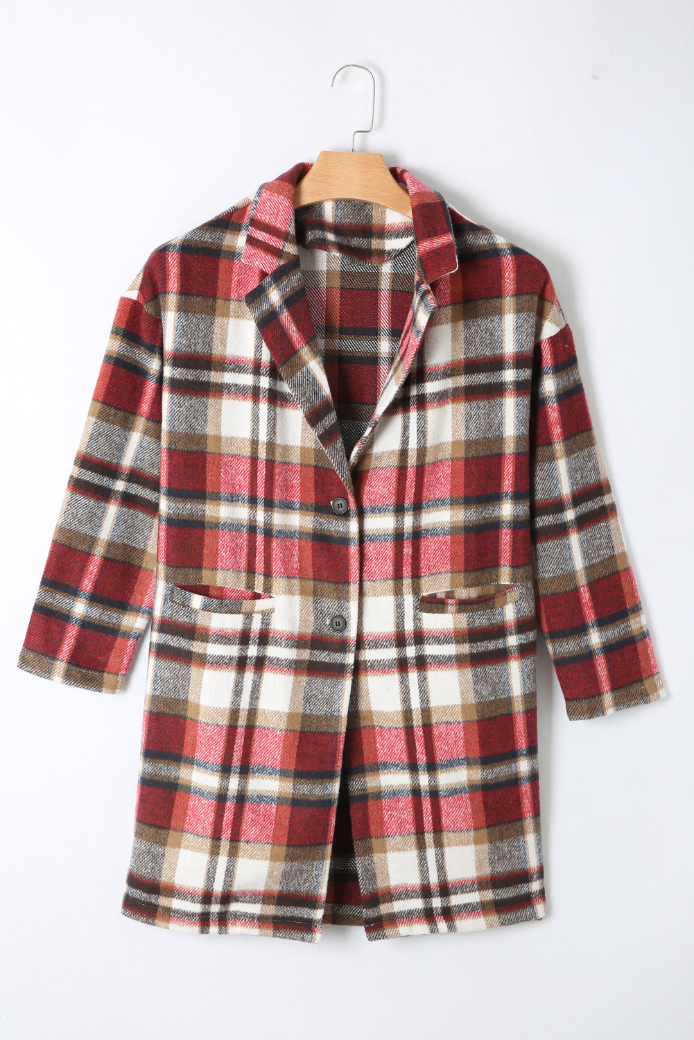 Stylish Lapel Wool Blend Coat with Long Sleeves