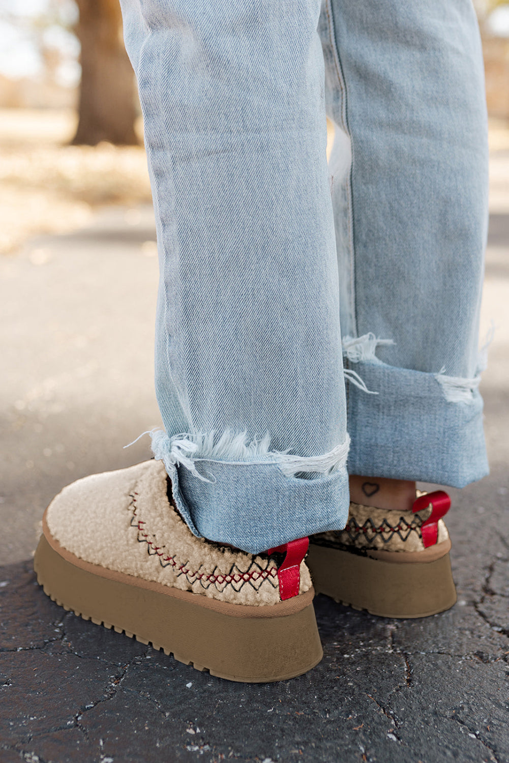 Cozy Women's Oatmeal Sherpa Snow Boots with Embroidery and Thick Sole for Stylish Winter Comfort