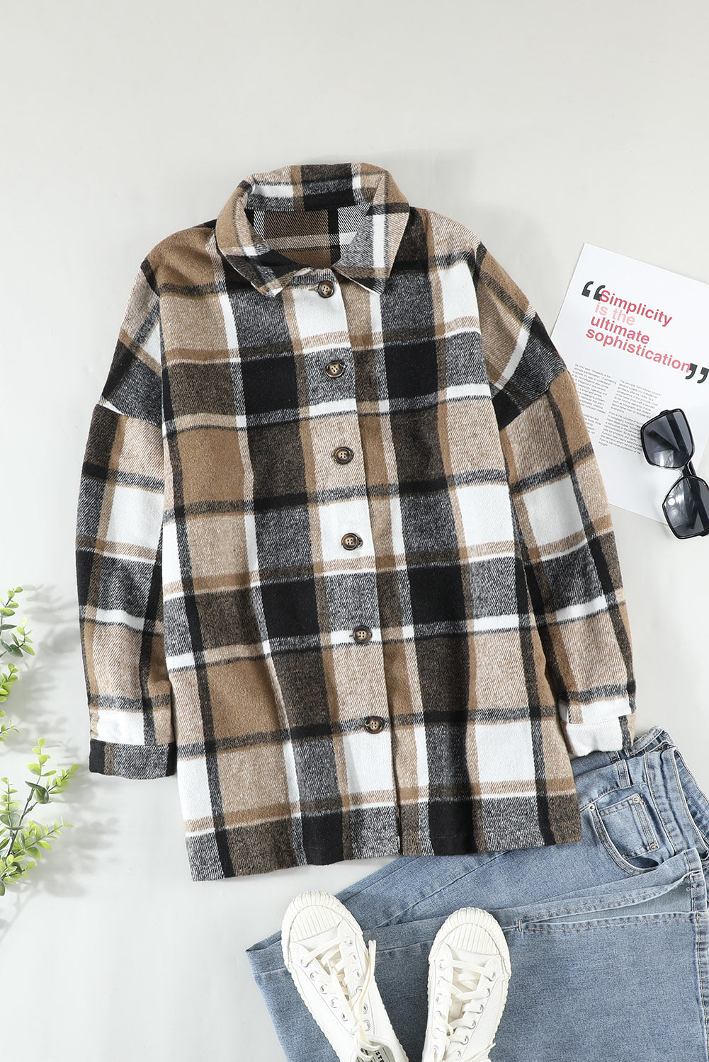 Cozy Fit Women's Plaid Button-Up Shirt Jacket Versatile Layering Essential for All Seasons and Styles