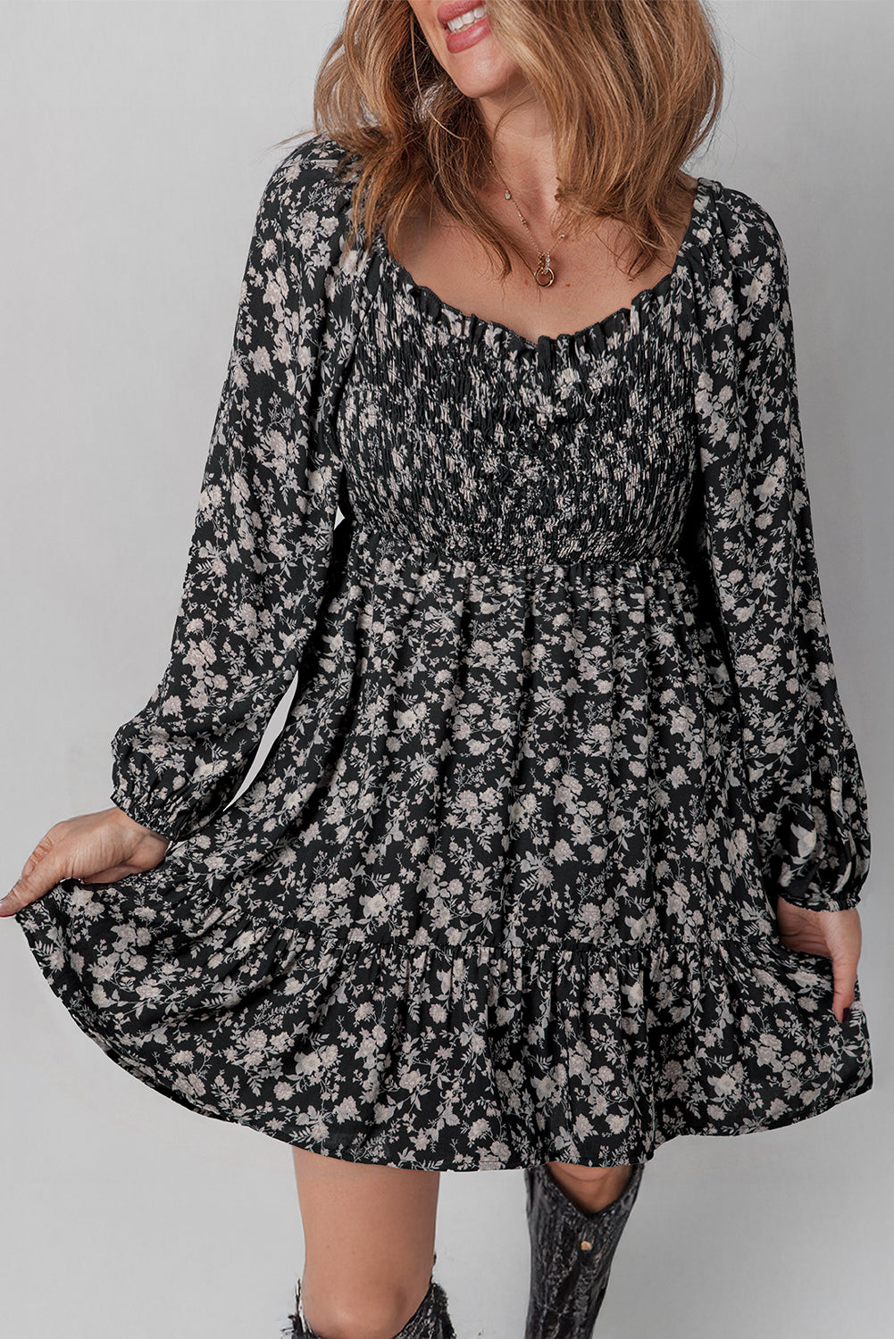 Elegant Black Floral Maxi Dress for Women - Flowy Bohemian Style, Ideal for Summer Parties and Casual Outings