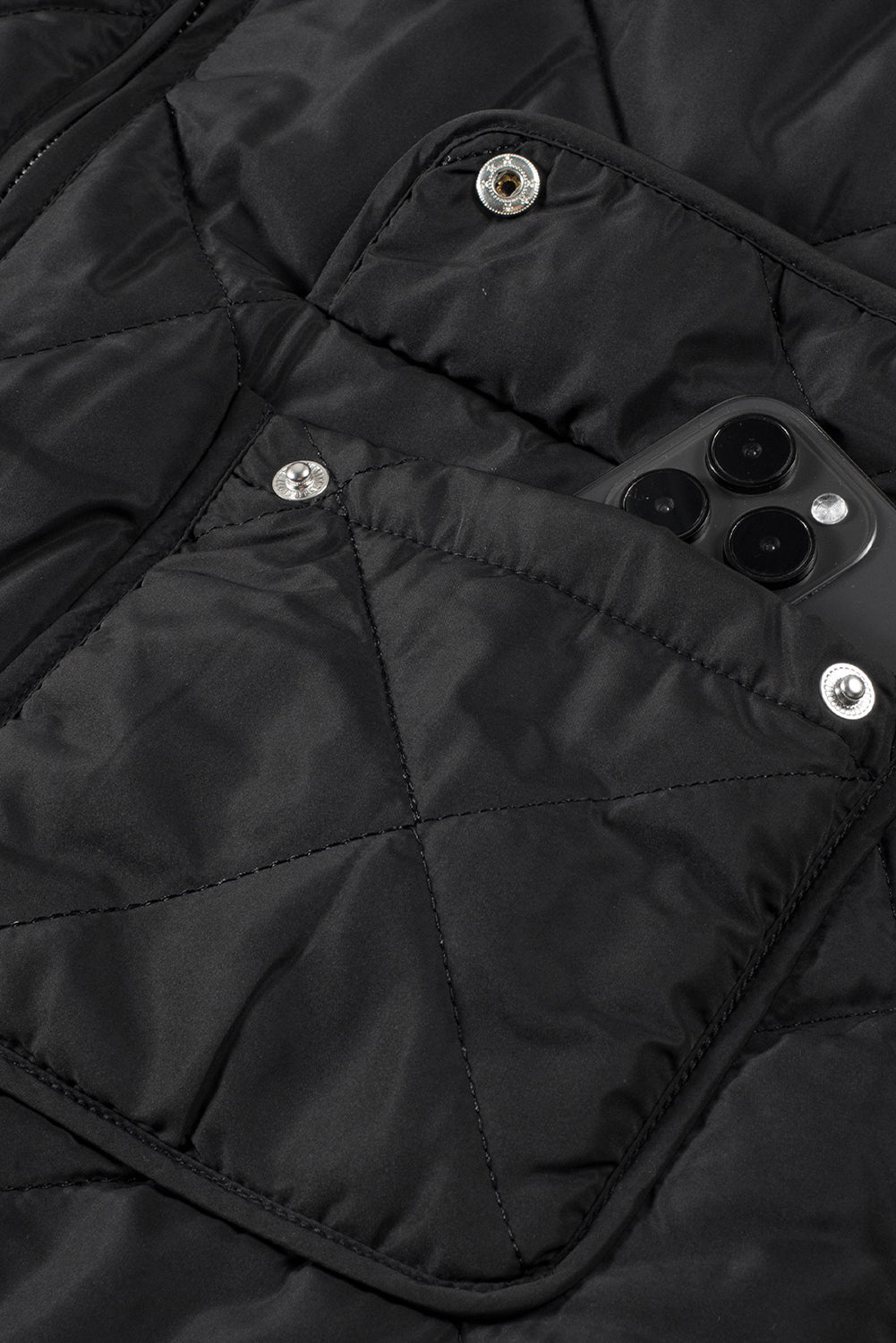 Cozy Women's Black Quilted Zip-Up Vest Coat with Fleece Lining for Stylish Winter Layering