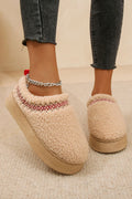Cozy Women's Oatmeal Sherpa Snow Boots with Embroidery and Thick Sole for Stylish Winter Comfort