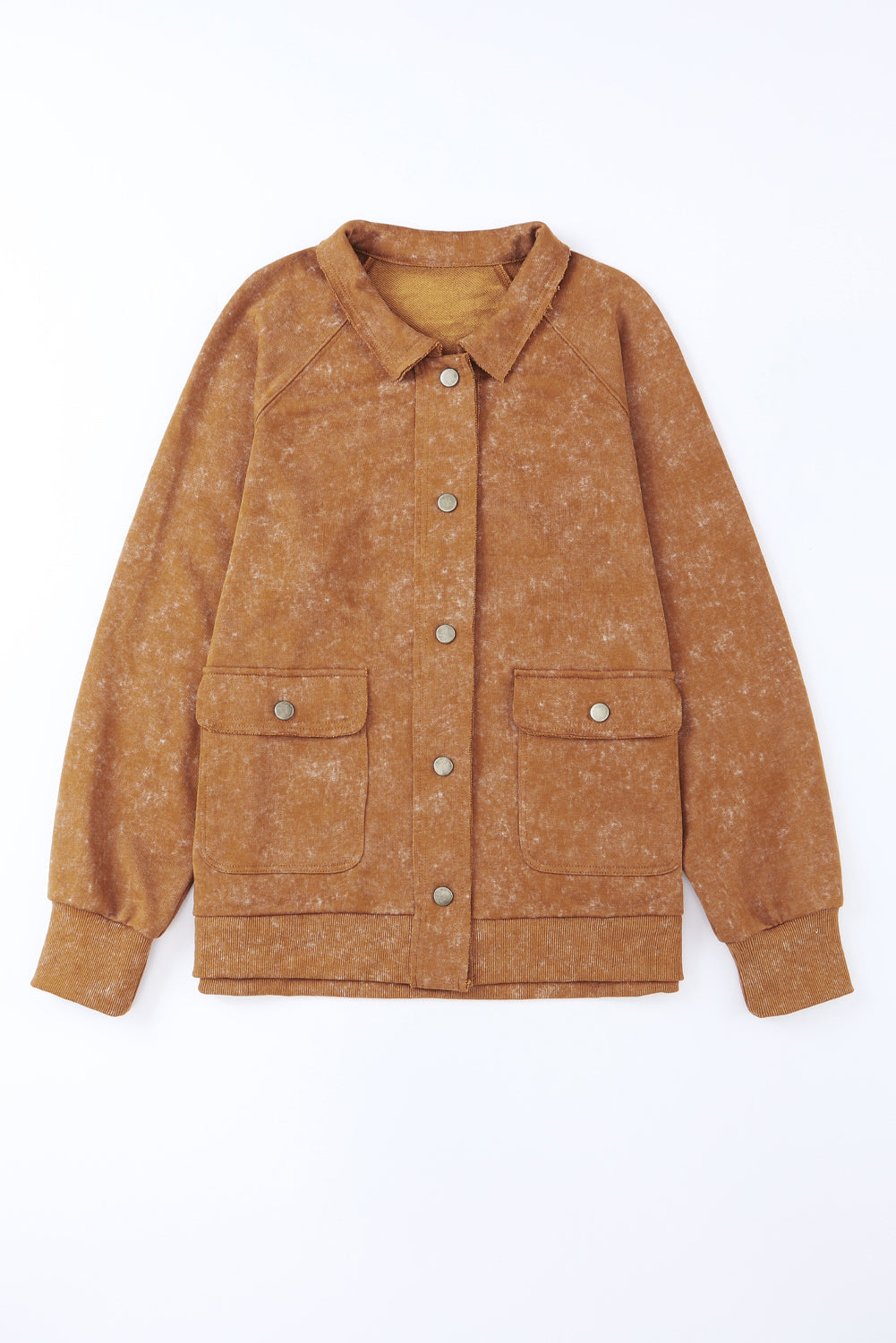 Women's Vintage Khaki Flap Pocket Shacket - Trendy Layering Jacket for Casual Fall Fashion and Everyday Style