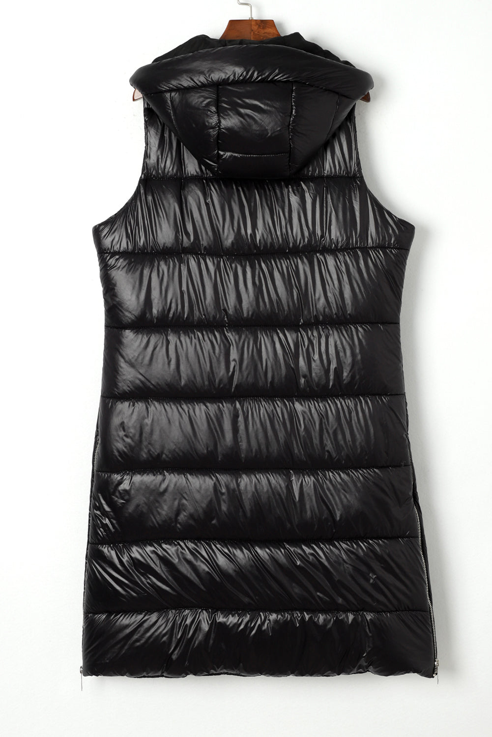 Stylish Women's Black Hooded Quilted Vest Coat - Warm Fall & Winter Layering Essential for Chic Casual Looks