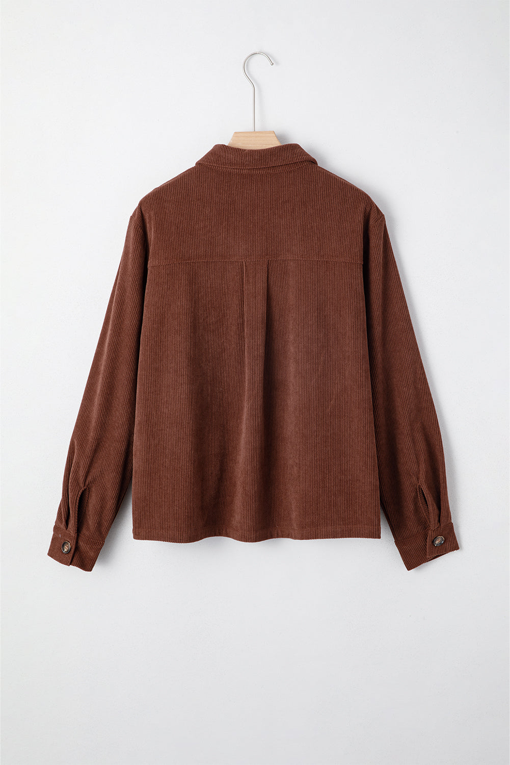 Women's Fall Coffee Floral Embroidered Corduroy Jacket with Button Front, Pockets, and Chic Collar for Effortless Style