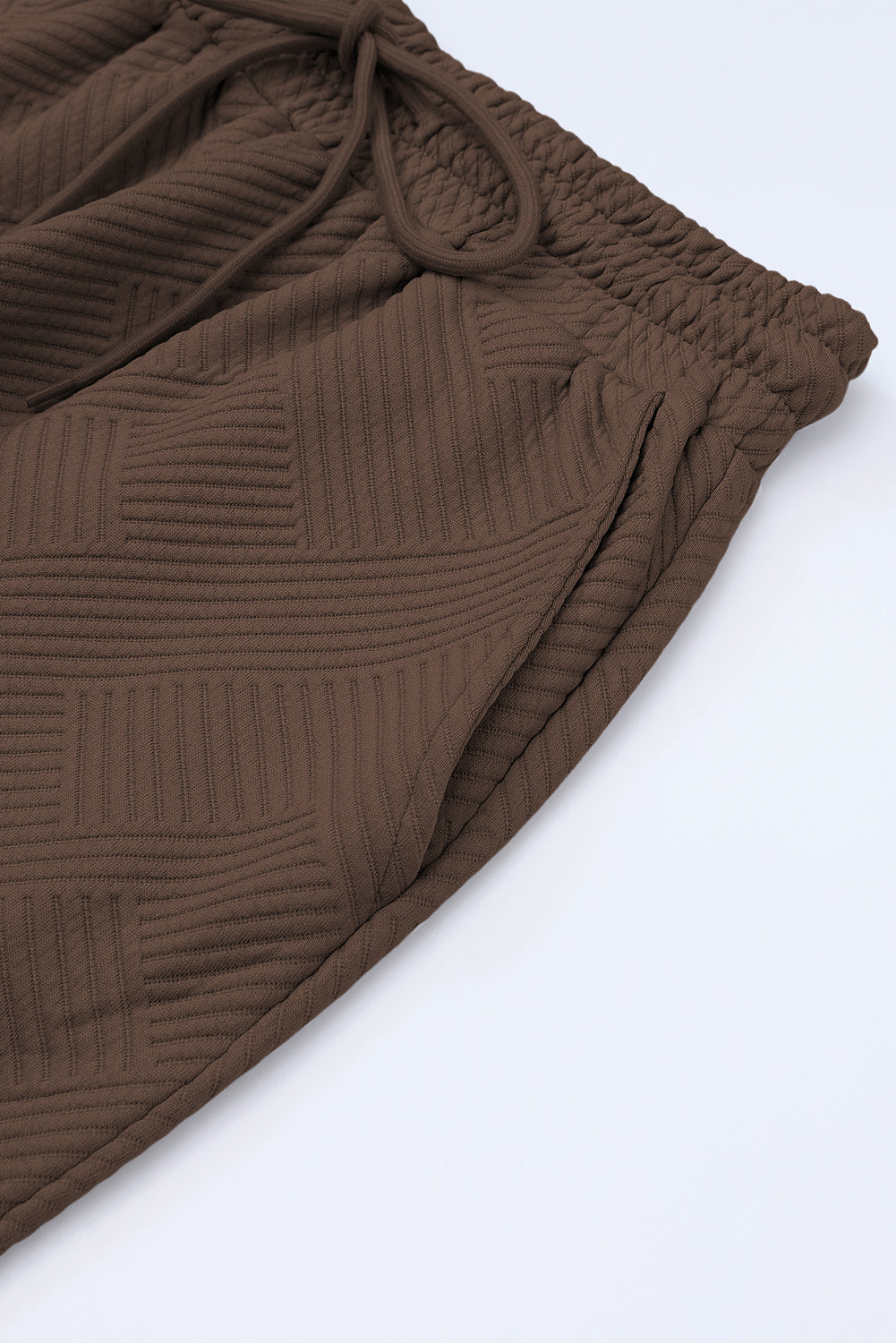 Stylish Brown Textured Lounge Set for Women - Relaxed Fit Tee and Drawstring Pants for Ultimate Comfort and Chic Vibes