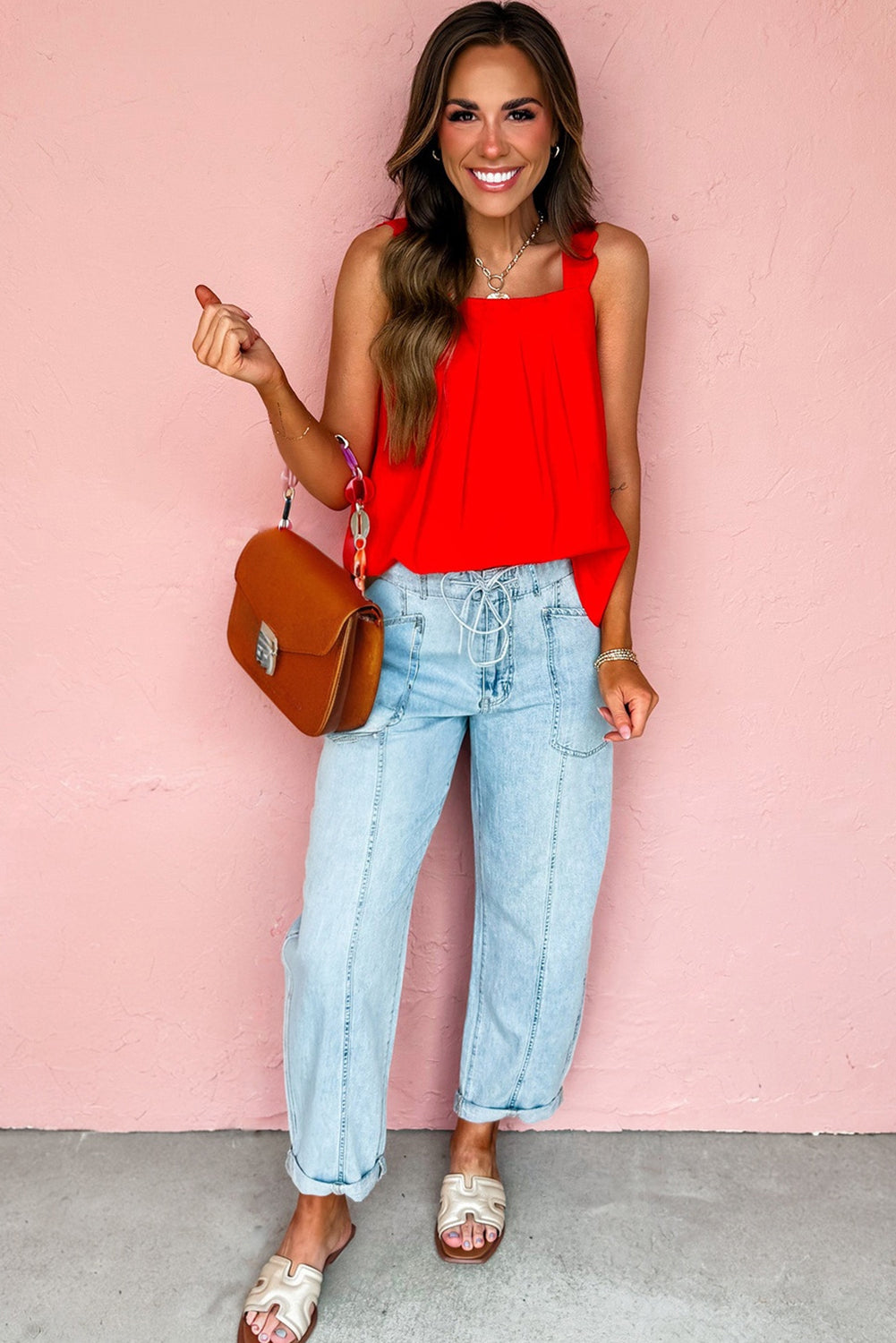 Chic High-Waisted Blue Jeans for Women - Flattering Fit, Versatile Denim for Casual & Dressy Looks