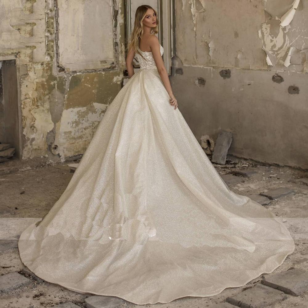 One-Shoulder Mermaid Wedding Dress – Detachable Train & Organza Tulle, Custom Made