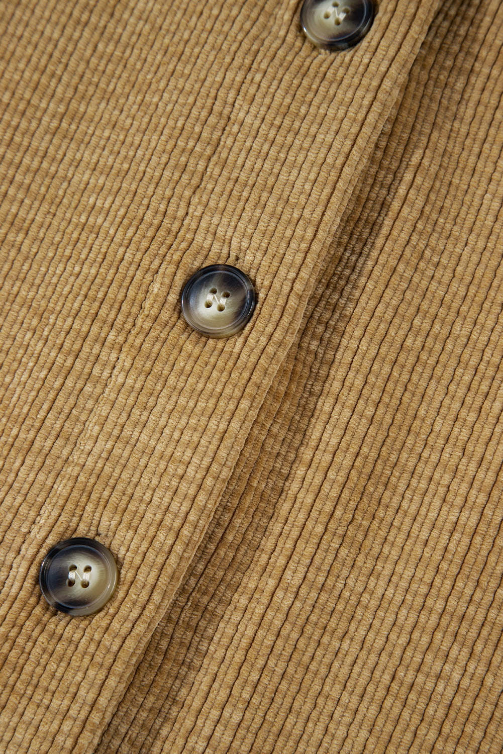 Stylish Women's Light Beige Corduroy Shacket with Patched Pockets - Chic Button-Up Jacket for Effortless Casual Outfits