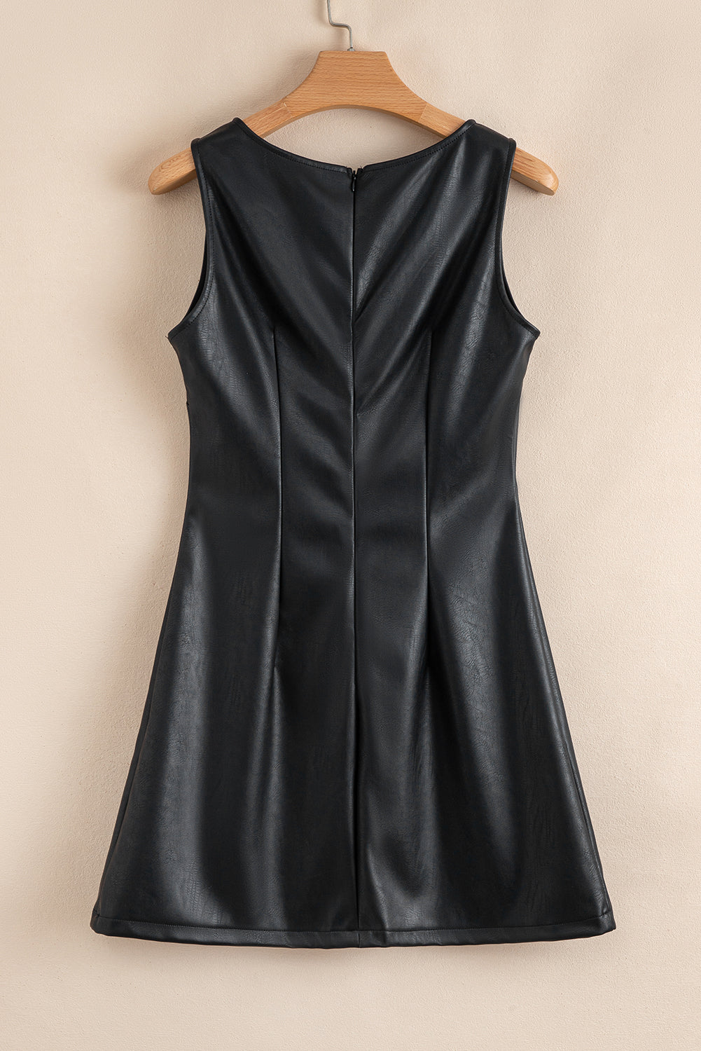 Elegant Black Vegan Leather Dress for Women - Eco-Friendly, Fitted, Stylish Design for Everyday Chic and Versatility