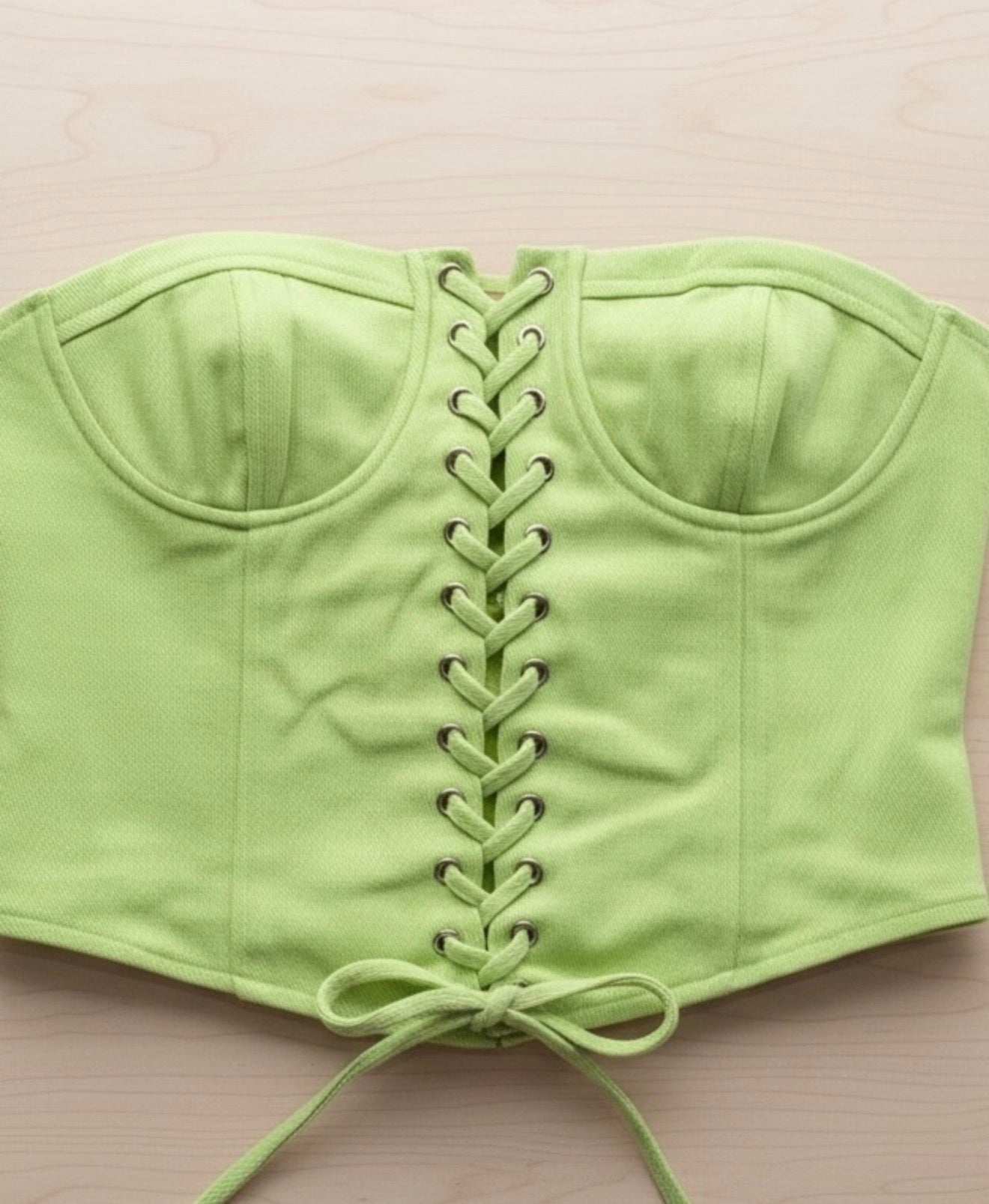 Lime Green Lace-Up Corset Top