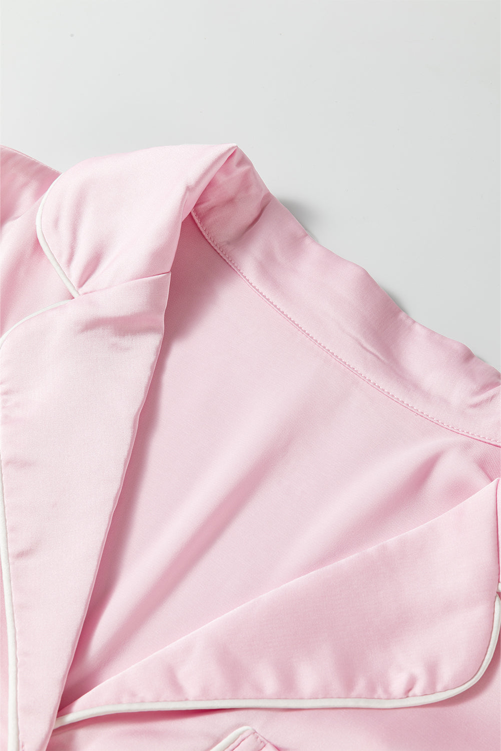 Women's Chic Light Pink Satin Lounge Set with Knot Accent Top & Ruffled Pants - Ideal for Stylish Relaxation and Outings