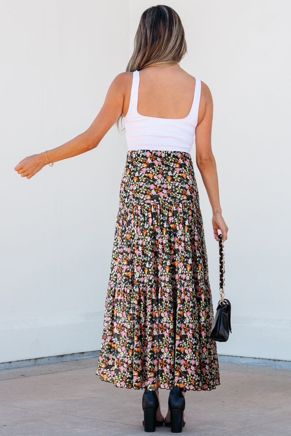 Elegant Blue Women's Ruffle Hem Maxi Skirt - Flowy, Comfortable Summer Fashion for Casual Outings and Everyday Wear