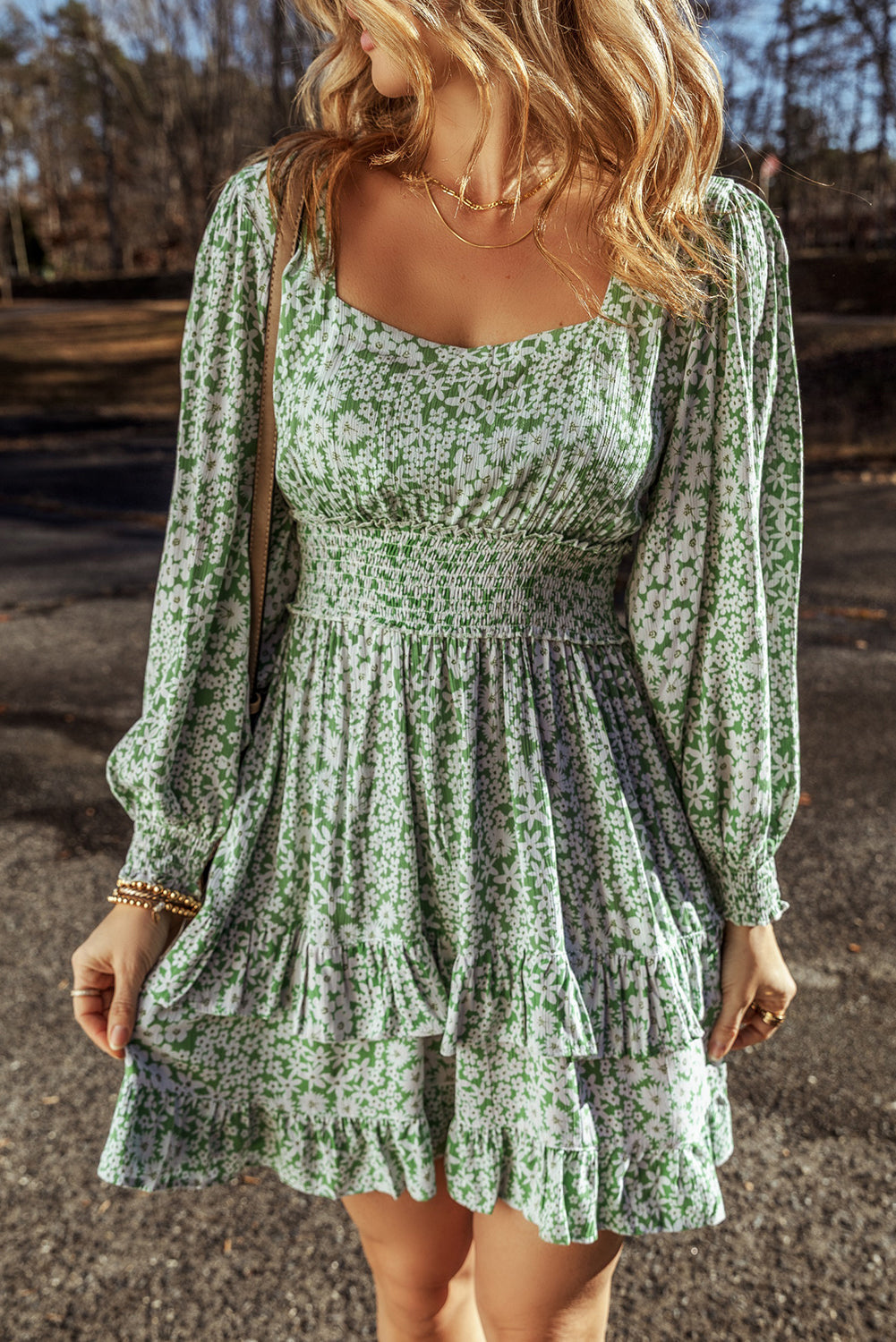 Women's Floral Ruffle Dress in Soft Pastels - Romantic Summer Style with Flattering Fit and Comfortable Fabric