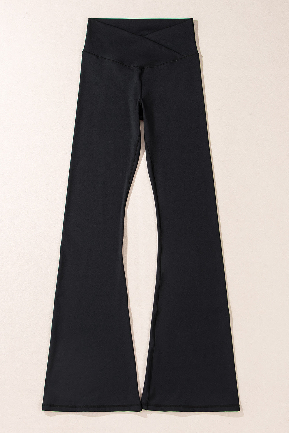 Women Black High-Waisted V-Shape Flared Leggings - Stylish Comfort for Casual and Active Wear Enthusiasts