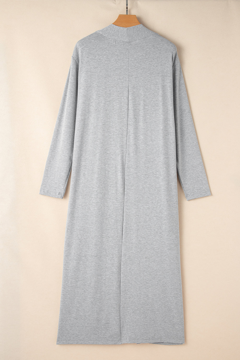 Women's Light Grey Split Long Cardigan with Skinny Pants - Cozy Lounge Set for Relaxed Style and Comfort