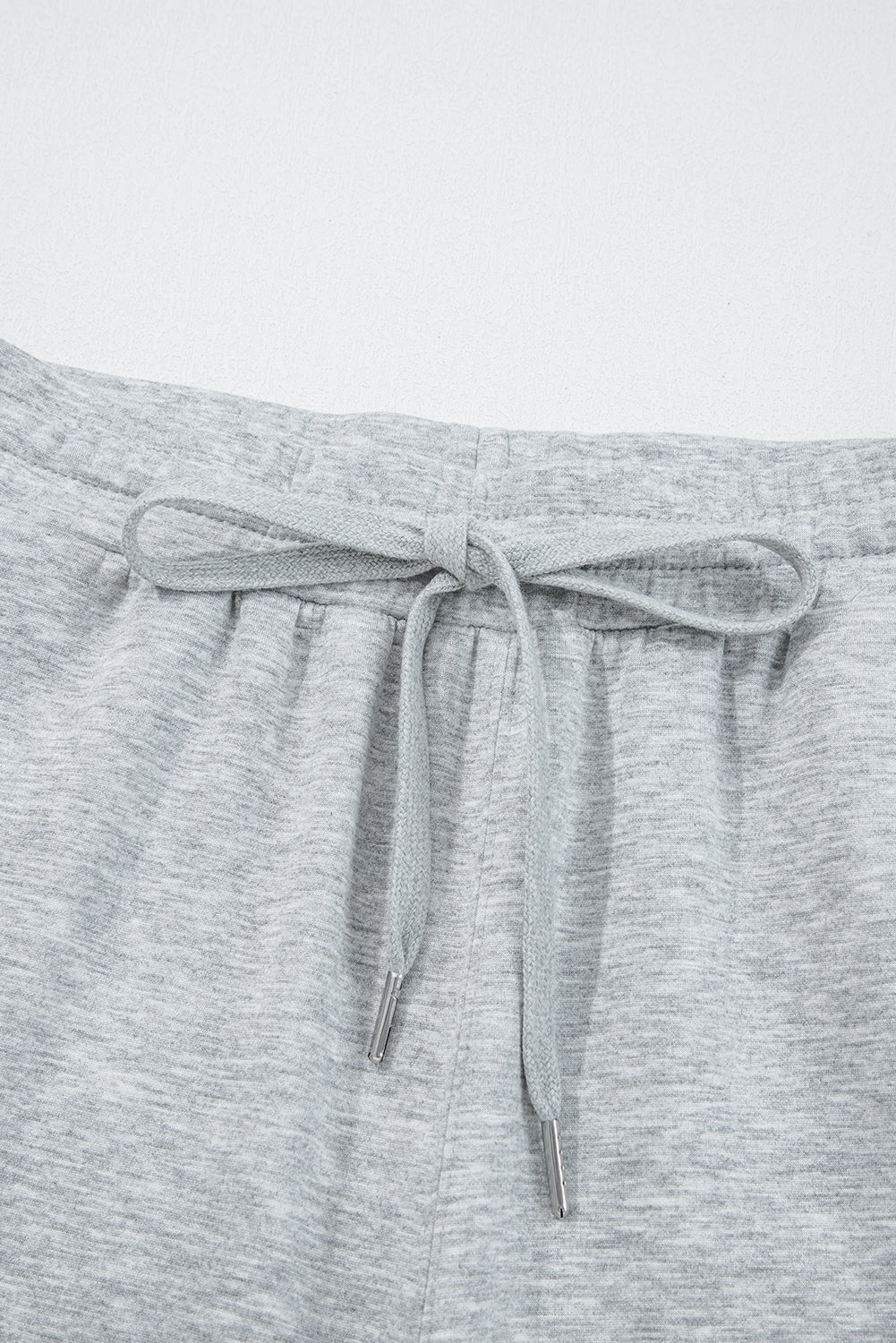 Women's Light Grey Casual Long Sleeve Zip Collar Top & Drawstring Pants Set - Stylish, Comfortable, Ideal for Daily Wear