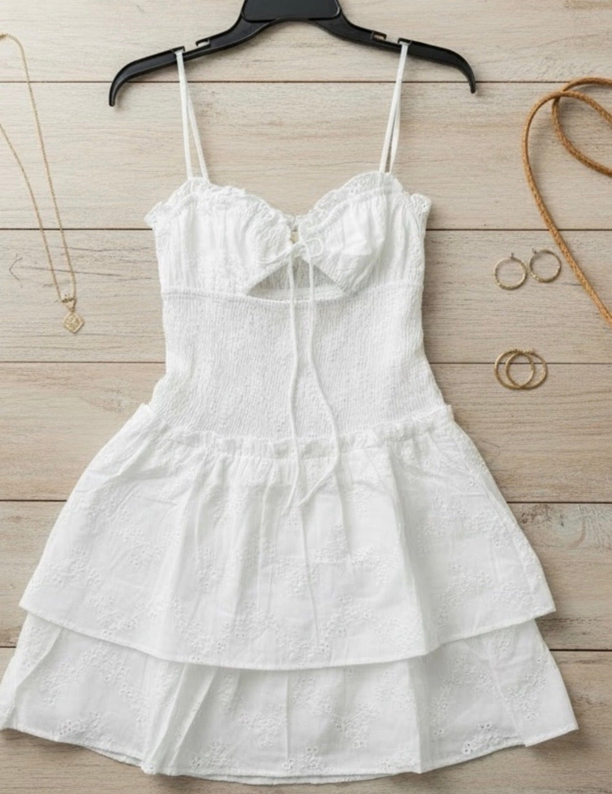 White Eyelet Tiered Sun dress
