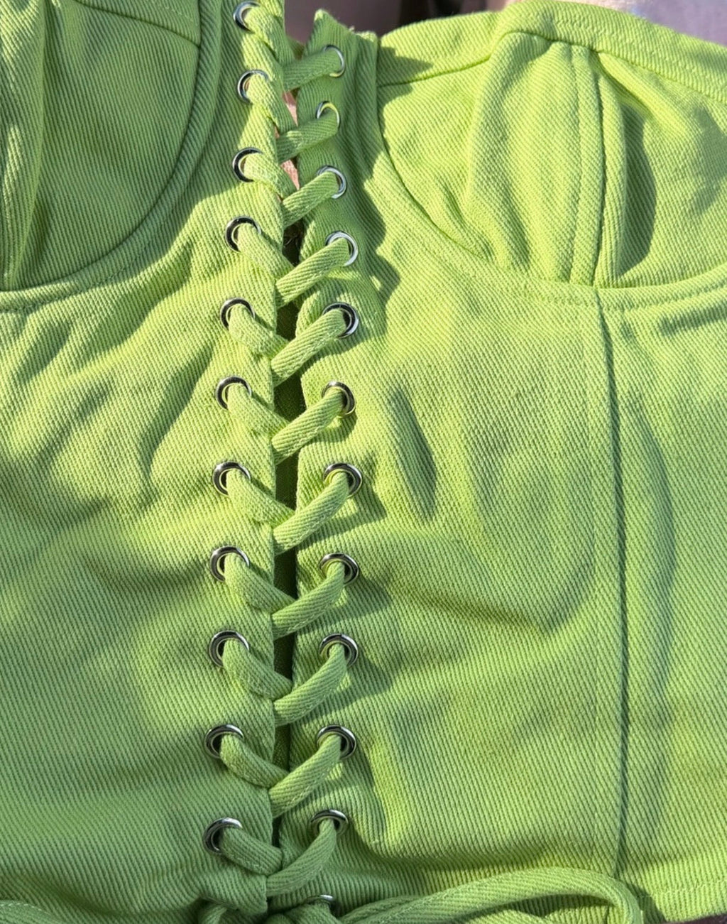 Lime Green Lace-Up Corset Top