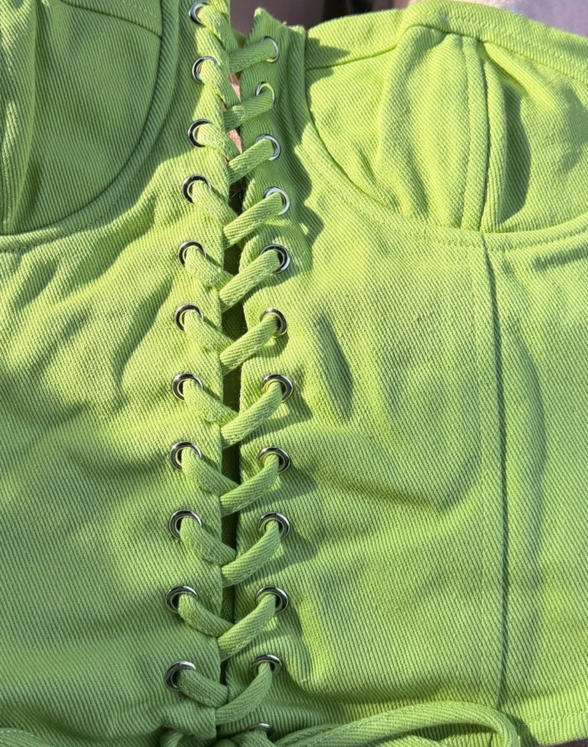 Lime Green Lace-Up Corset Top