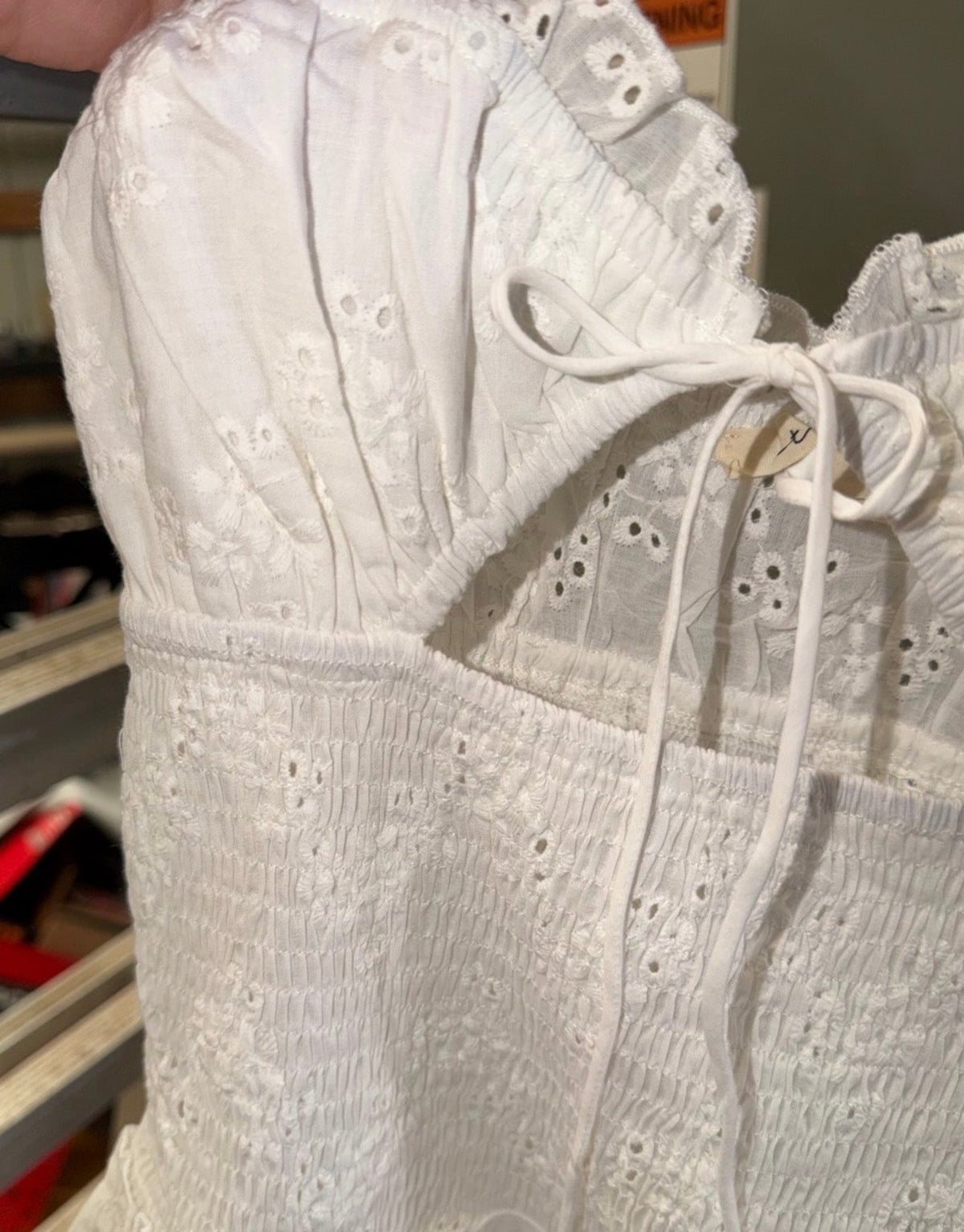 White Eyelet Tiered Sun dress