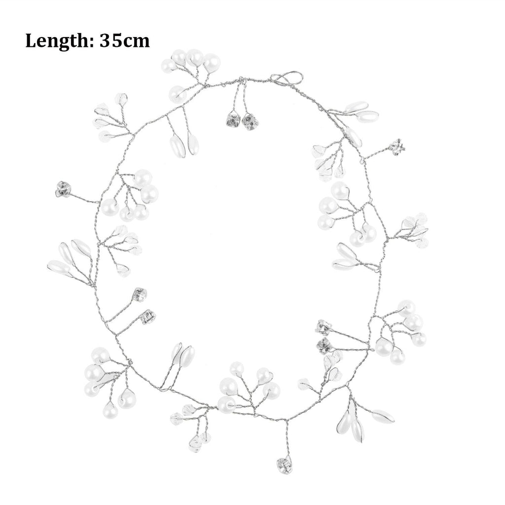 Crystal Pearl Bridal Tiaras Hairbands Hairpins Bridesmaid Diamante Hair Vine Accessories Wedding Jewelry 35cm Headwear