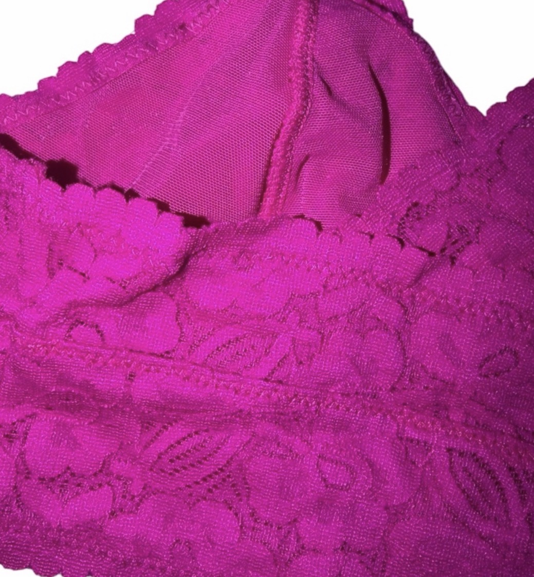 FREE PEOPLE Pink Lace Racerback Cropped Top