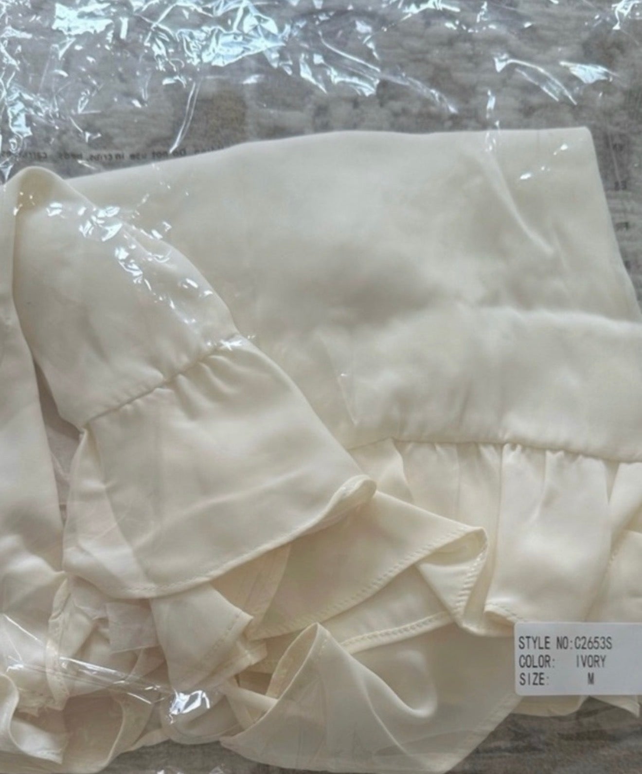 Cream ruffle side tie skirt
