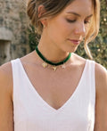 Hummingbird Charm choker necklace green & gold