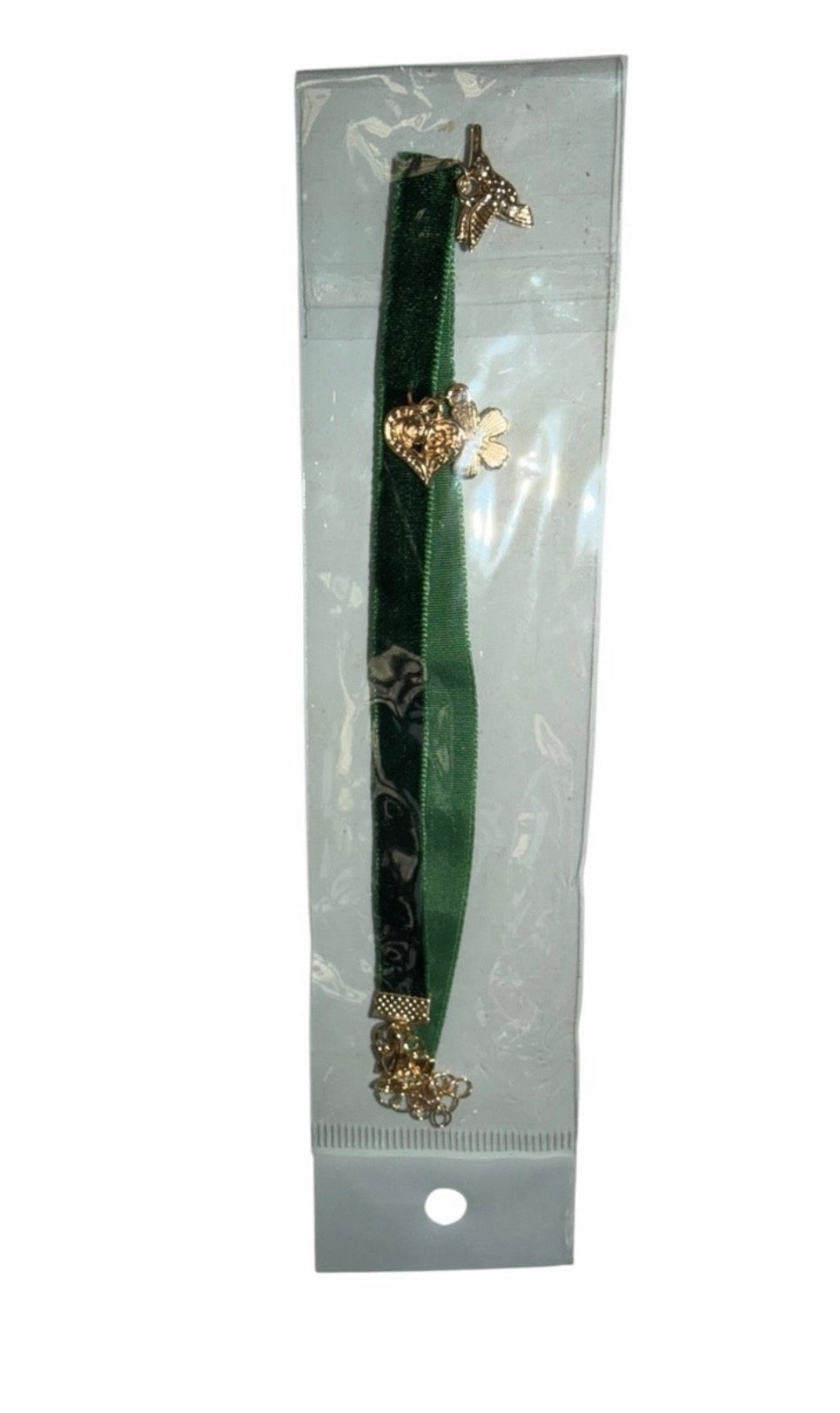 Hummingbird Charm choker necklace green & gold