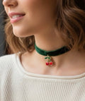 Cherry choker necklace green & gold