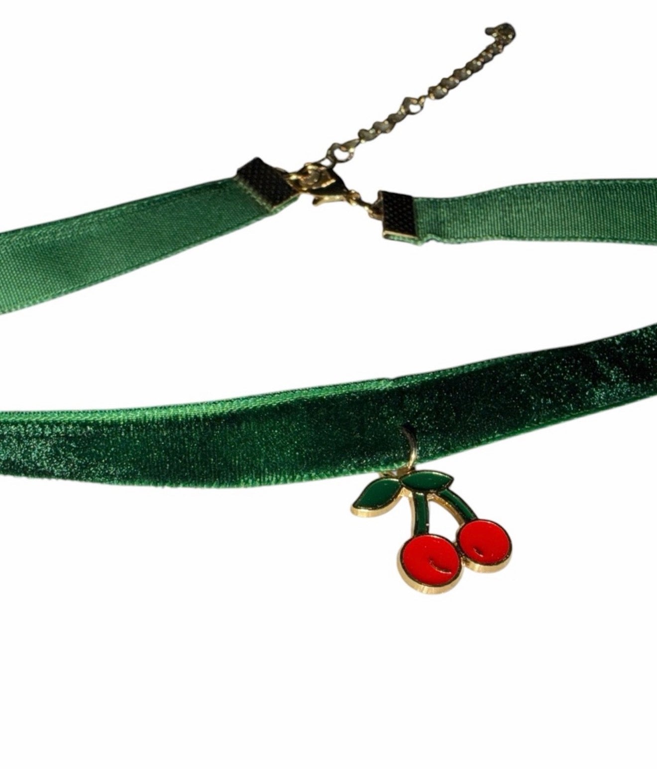 Cherry choker necklace green & gold