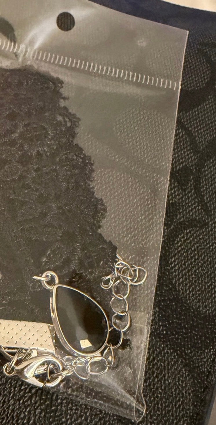 Lace Choker With Black Teardrop Pendant