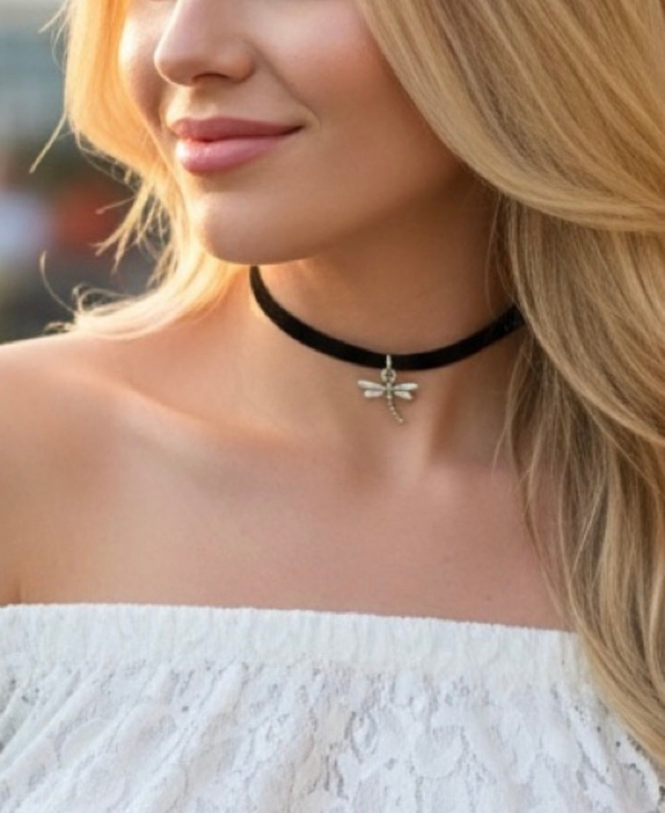 Dragonfly Charm Choker Necklace