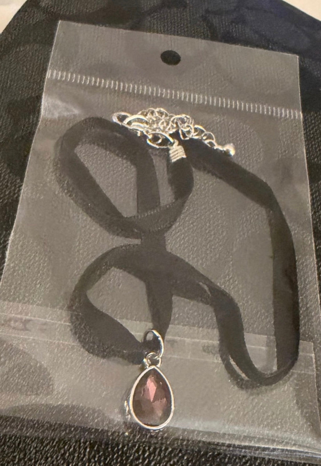 Purple teardrop choker necklace