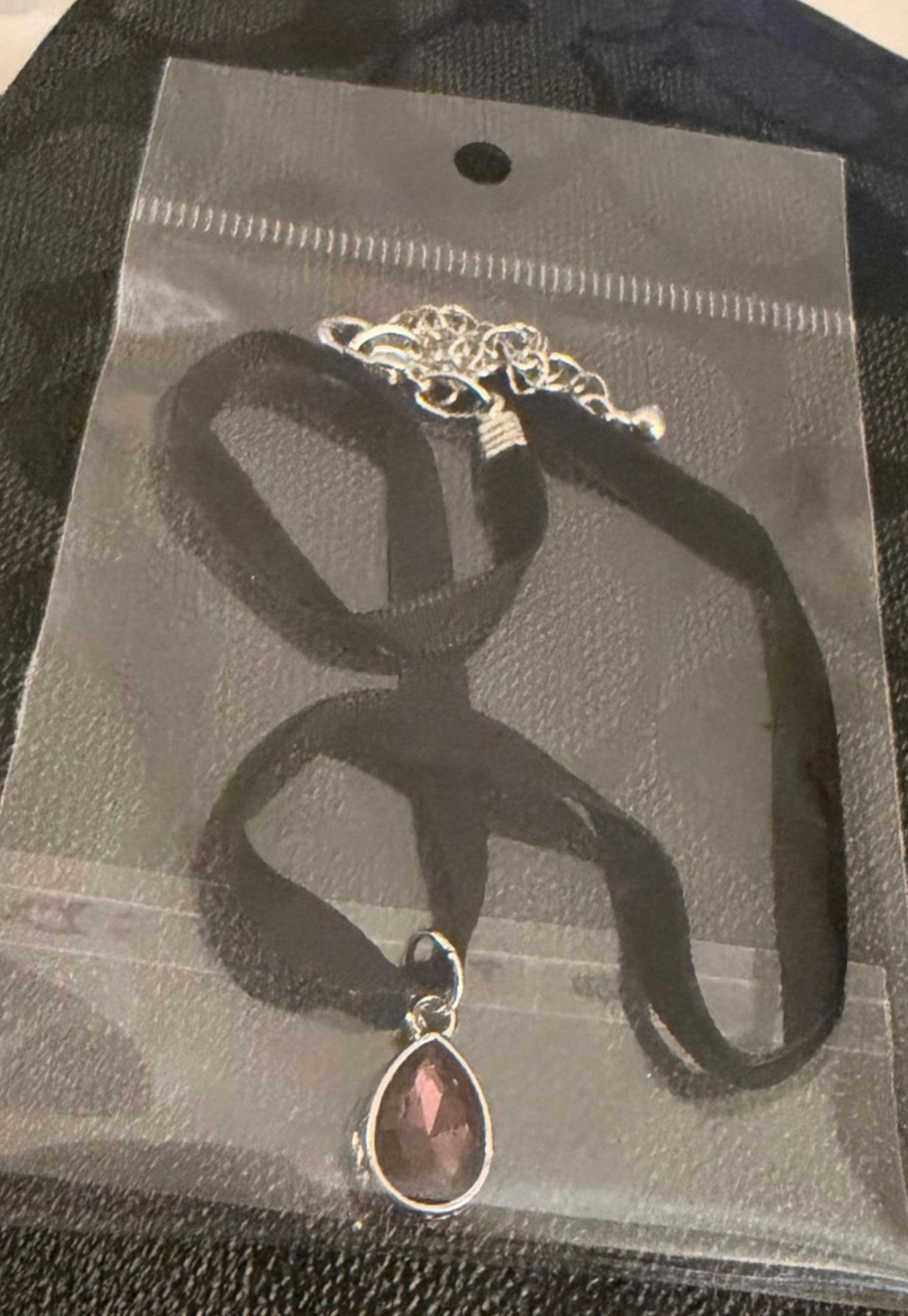 Purple teardrop choker necklace